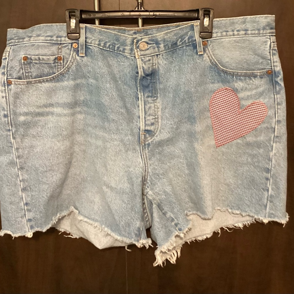 Levi's Blue Denim Shorts with Red Heart Accent